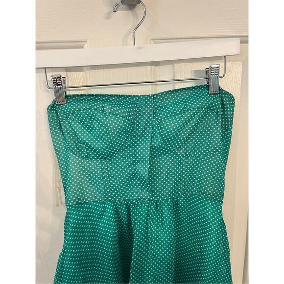 Ophelia Green Polka Dot Strapless Retro Bustier Mini Dress sz S - Picture 3 of 7